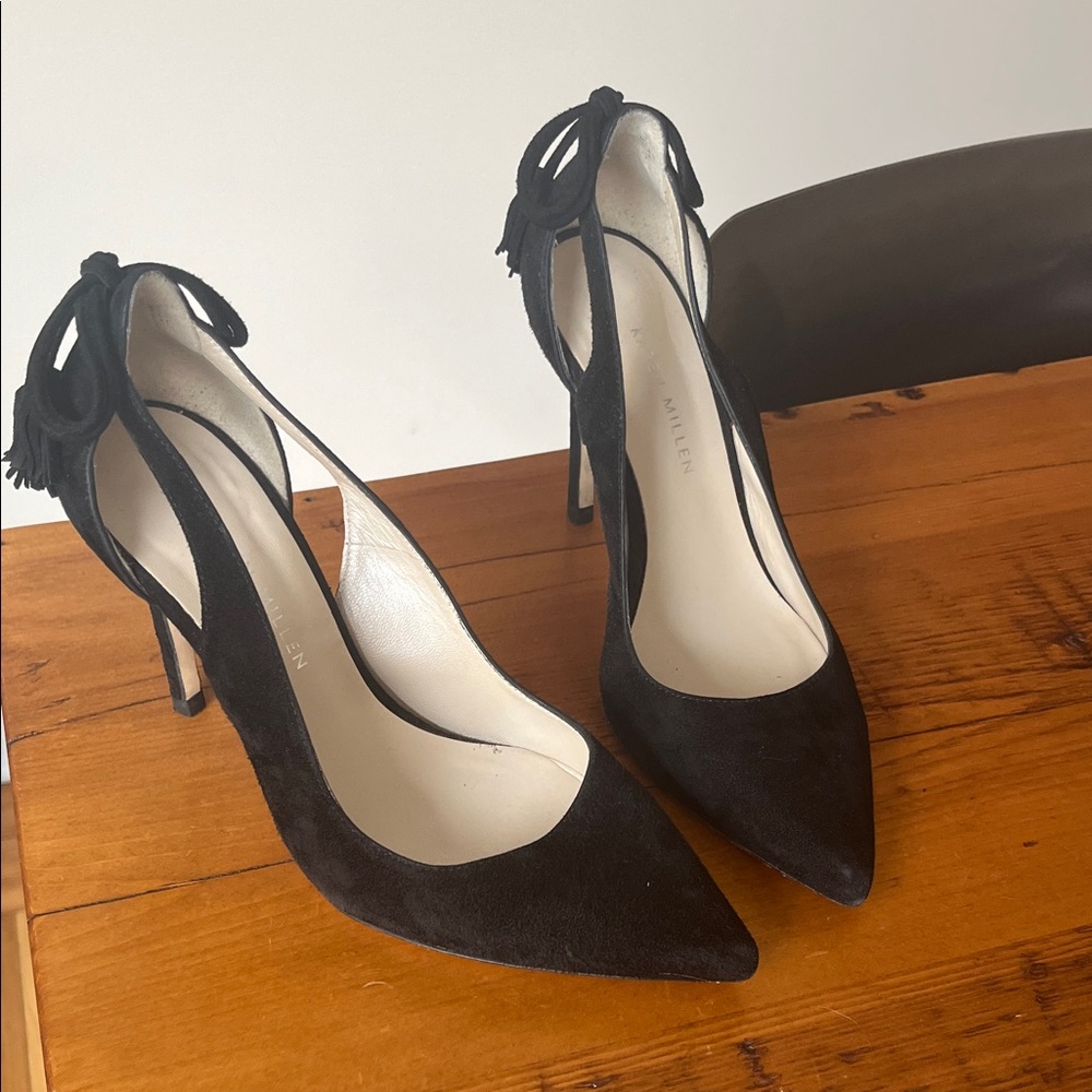 Karen Millen Black Suede Heels with Tassel Detail